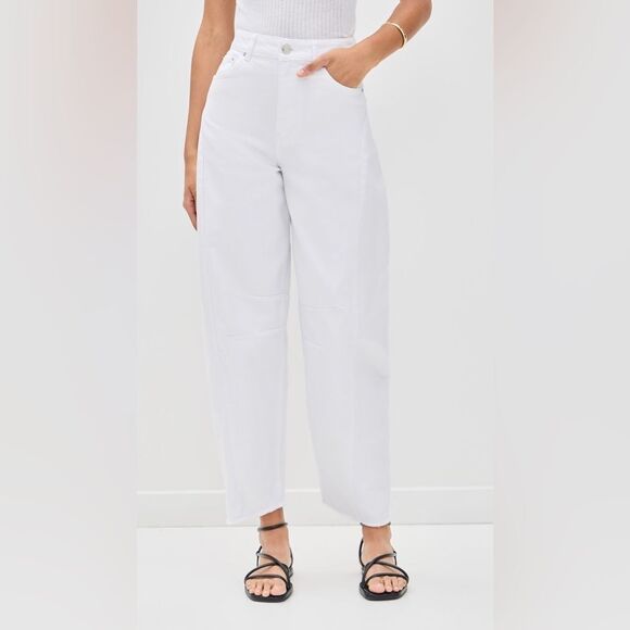 NWT Aligne Tommy Barrel Leg White Jeans High Rise Size 25 - Picture 3 of 13
